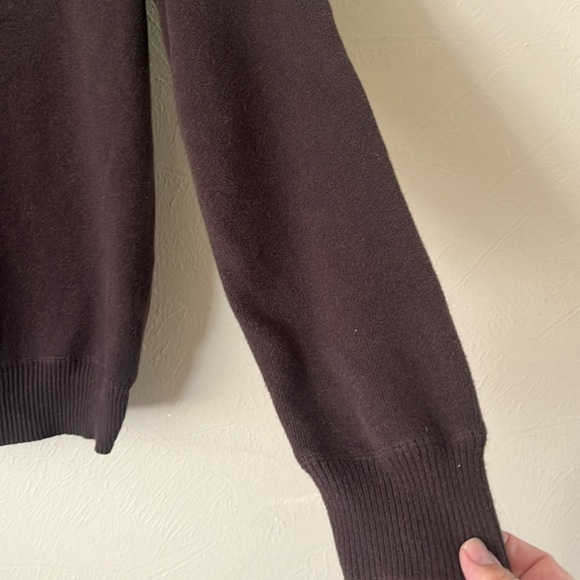 MERONA Cashmere Blend Quarter Zip Sweater Dark Brown Long Sleeves Size Small - Picture 3 of 12